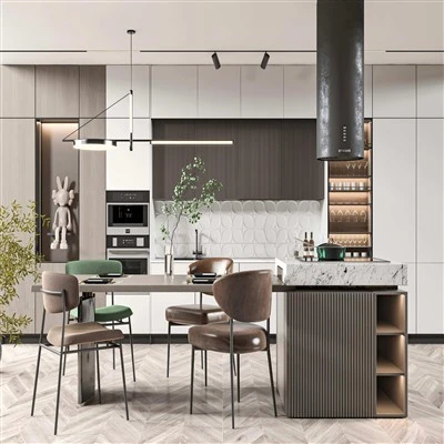 Salle à manger contemporaine-Armoire de cuisine intégrée